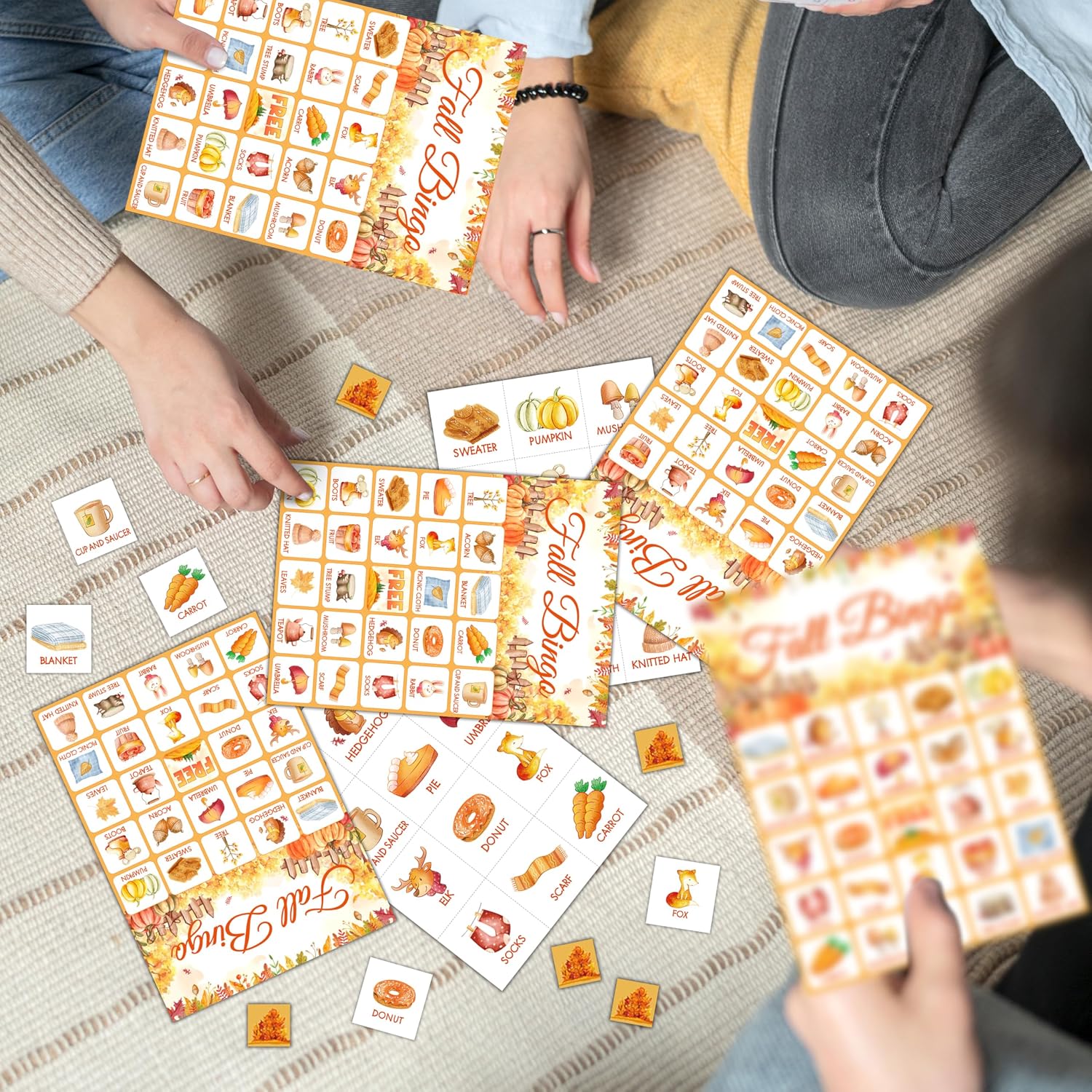 Fall Bingo Game, Autumn Thanksgiving Party Bingo Cards for Adults, Fall Harvest Party Decorations Supplies, Autumn Themed Birthday Favors for 24 Players, 08