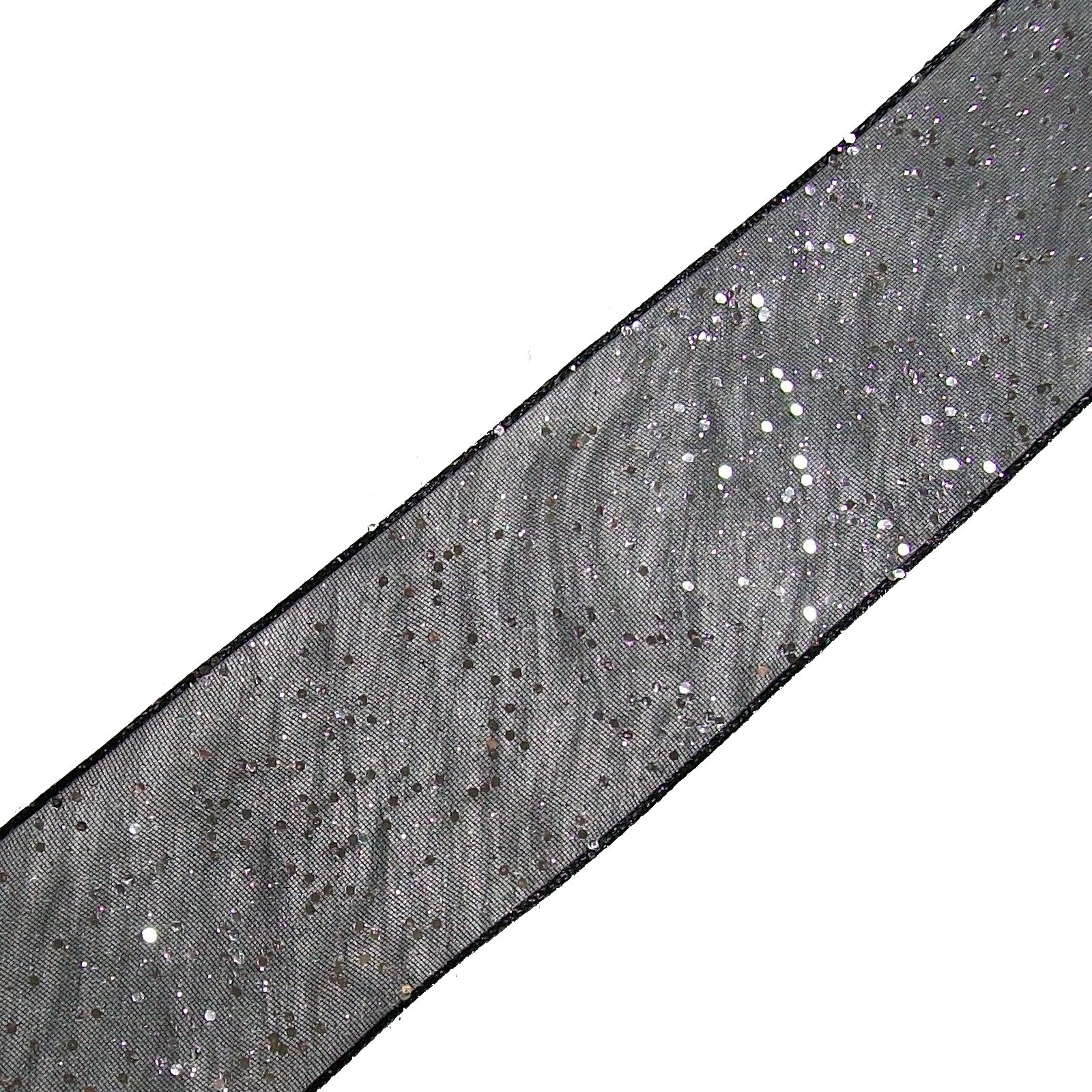 Berisfords Black Wired Glitter Sparkle Ribbon 15Mm Wide (, 3 M)