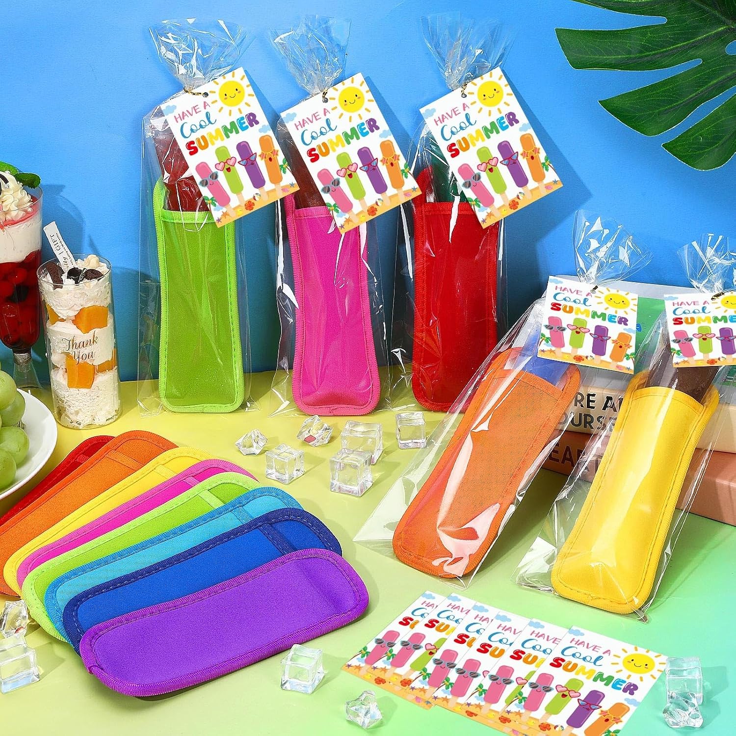 JANYUN 24 Pcs End of Year Gifts for Students,Popsicle Holders With Gift Cards and Bags Pop Sleeves for Summer Teacher Rewards Cool Treats End of the School Graduation Party Supplies