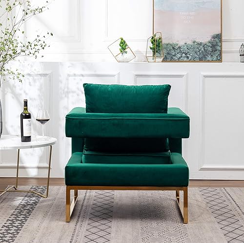 Miniatura 9 de Roundhill Furniture Lenola - Silla tapizada con brazos, color verde, 27.5 pulgadas de profundidad x 29.75 pulgadas de ancho x 34.5 pulgadas de alto