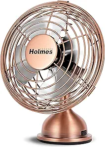 HOLMES Heritage 4-Inch Mini USB Desk Fan, Brushed Copper
