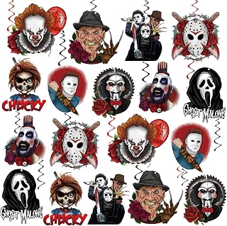 36Pcs Horror Party Hanging Swirls Halloween Decorations Horror Characters Halloween Foil Swirl Ceiling Hanging Decor Have a Killer Hanging Streamers for Halloween Party Supplies Decorations