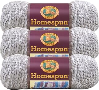 (3 Pack) Lion Brand Yarn 790-600 Homespun Yarn, Clouds