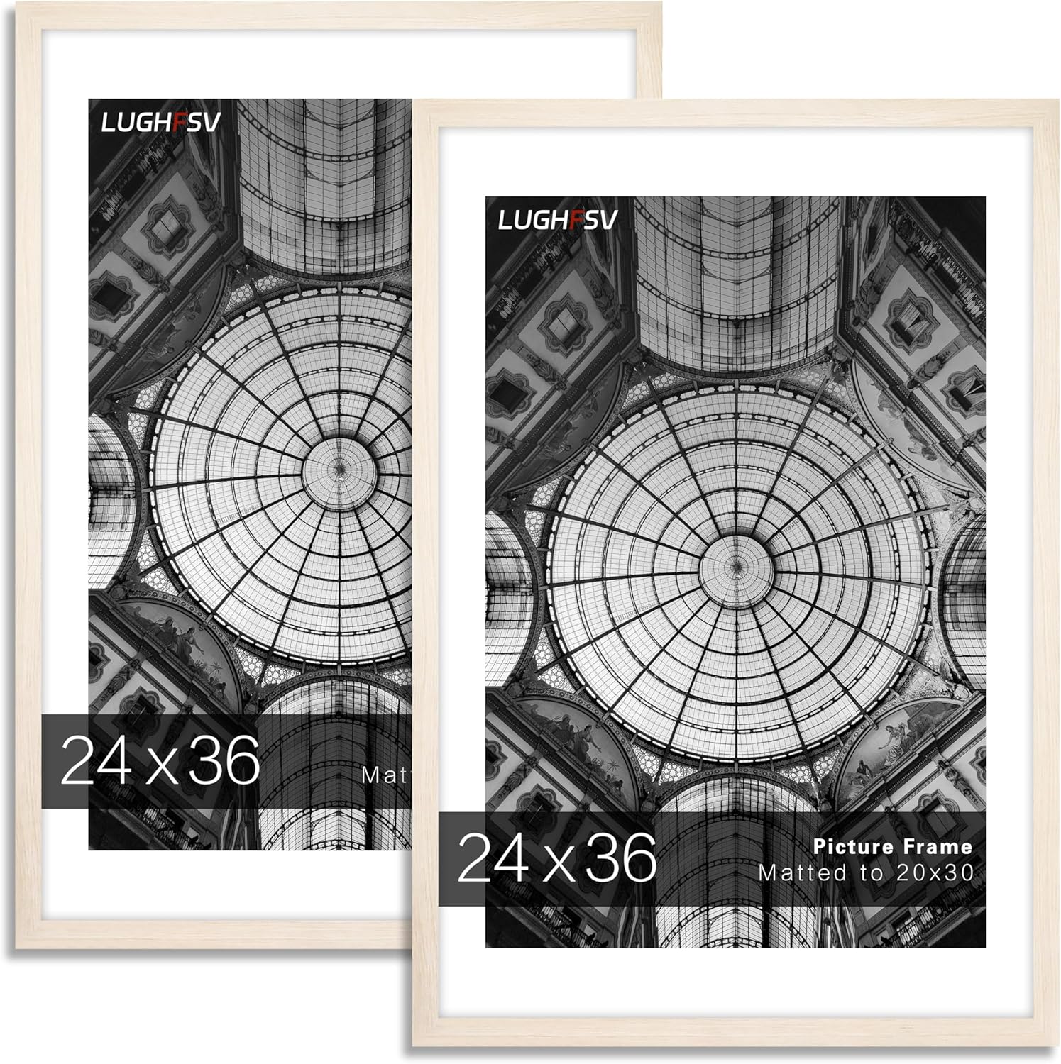 ( incomplete one picture frame only ) 24x36 Large Picture Frame for Wall, Vertical or Horizontal Wall Hanging Large Poster Frame for Photo and Posters, Poster Frame 20x30 with Mat 24x36 Without Mat Natural 24X36 -2 Pack