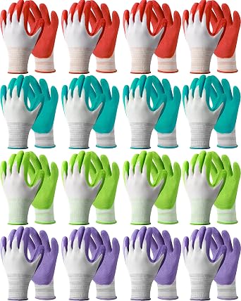Irenare 16 Pairs Gardening Gloves Bulk for Women Breathable Rubber Coated Yard Garden Gloves Outdoor Protective with Grip