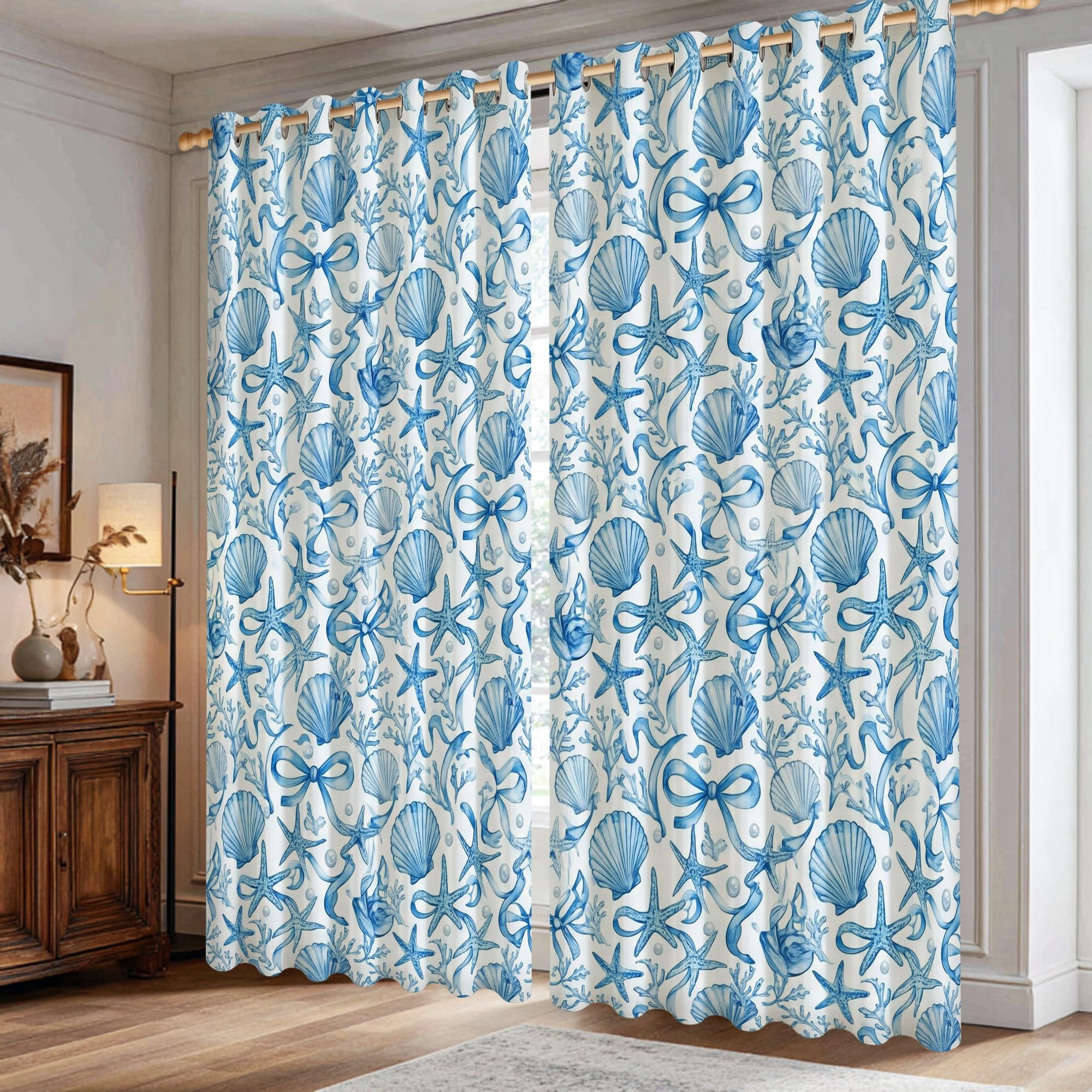 Rideaux occultants pour chambre à coucher occultation totale motif marin