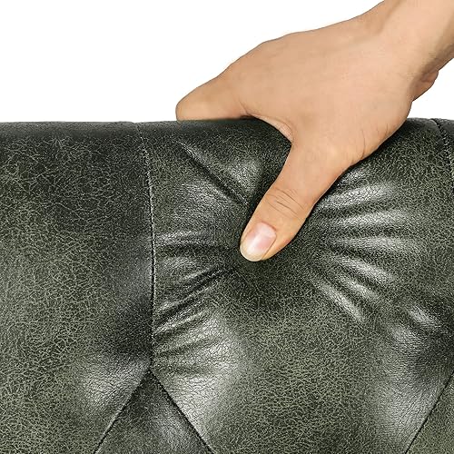 Miniatura 66 de Taburete otomano rectangular de cuero de 24 pulgadas con ribete de cabeza de clavo, cofres de juguetes y organizador de almacenamiento para Negro