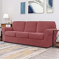 Vista 519 de CHUN YI - Funda elástica para sofá (7 piezas), funda para sofá de 3 plazas con tres respaldos y cojines separados con banda elástica, tela jacquard