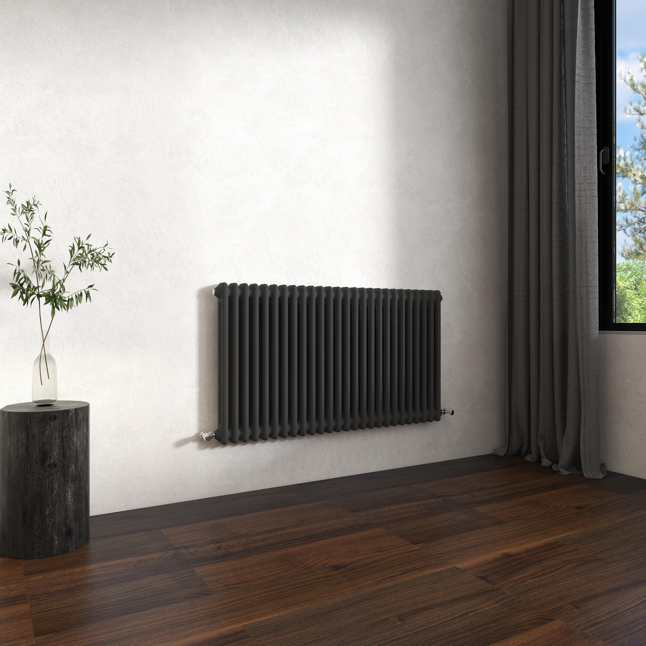Traditional 2 Column Cast Iron Radiator 600x1190mm Horizontal Anthracite