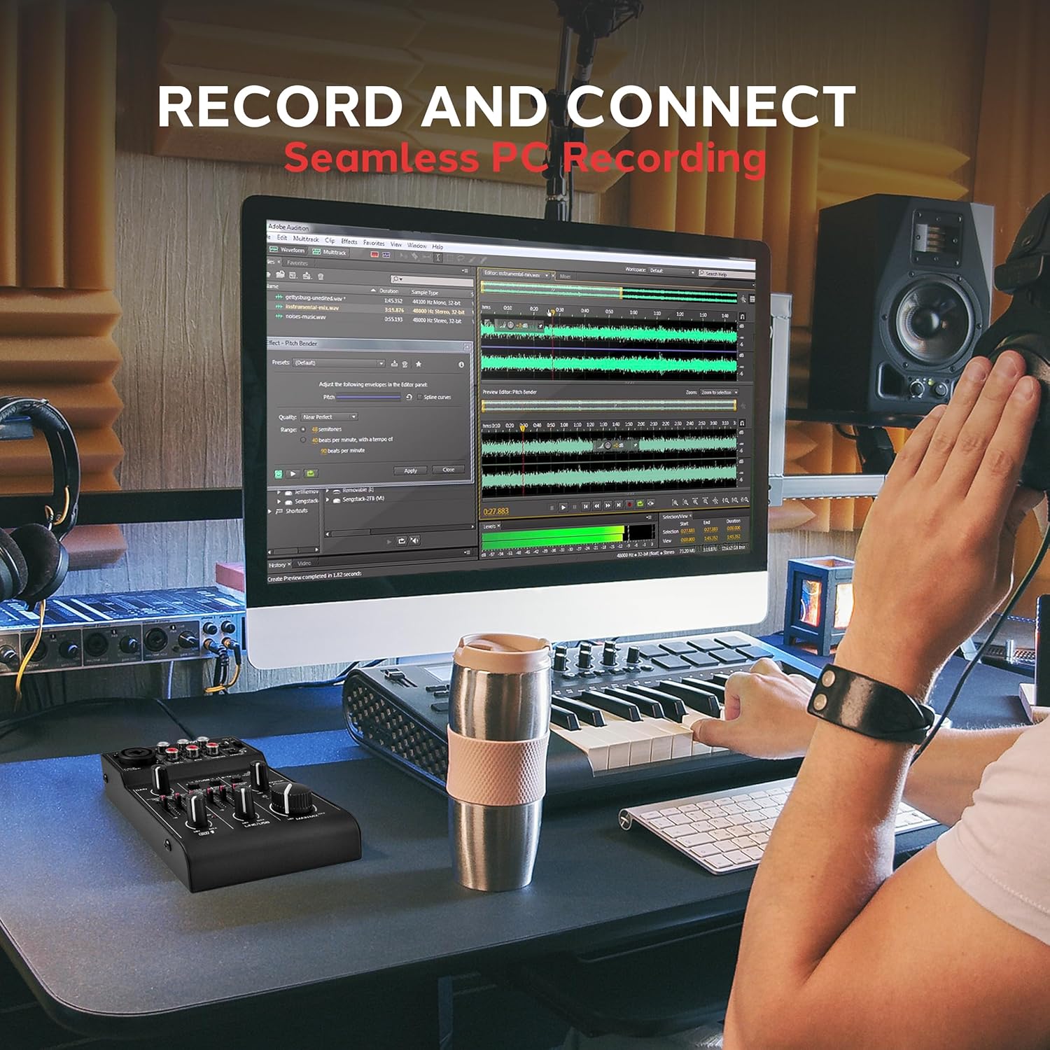 Pyle 3-Channel Bluetooth Audio Mixer – DJ Sound Controller & USB Soundcard Interface for PC Recording, XLR & 3.5mm Mic Input, RCA In/Out, 18V Power – Professional & Beginner DJ Mixer