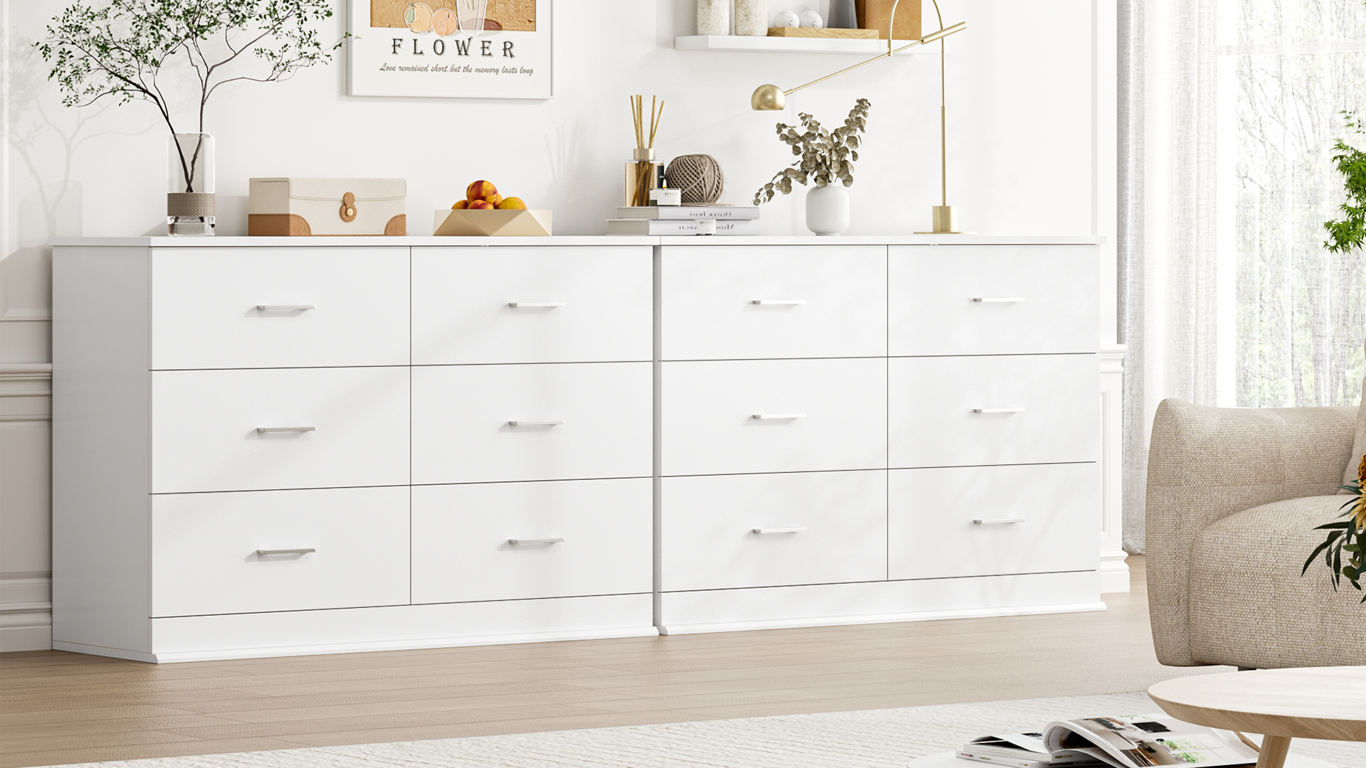 Watch FOTOSOK White Dresser with 6 Drawers on Amazon Live