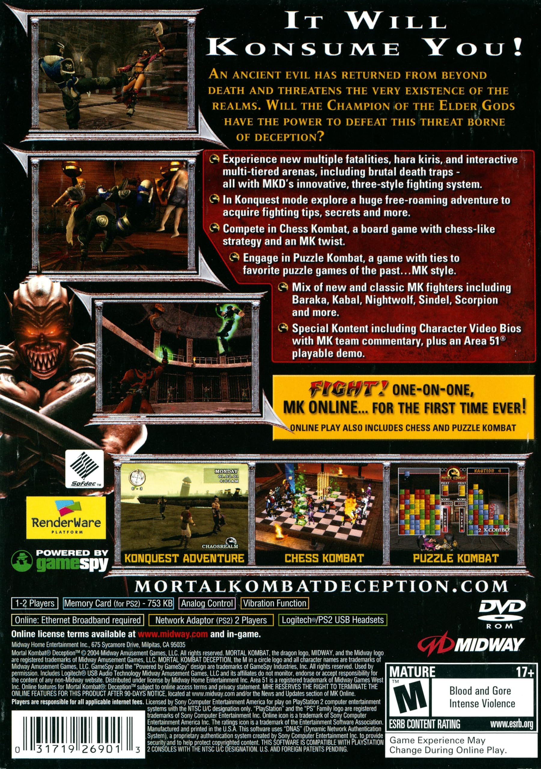 Amazon.com: Mortal Kombat Deception - PlayStation 2 (Renewed