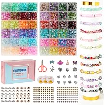 Thryonix Glass Beads for Bracelet & Jewelry Making - 48 Colors, 1300 PCS+, 8mm Round Crystal Beads for DIY Art, Gifts,Decoration, Beading Projects & Crafts