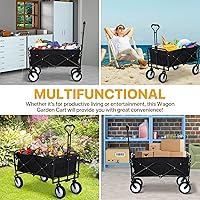 Vista 6 de Carrito plegable para camping, jardín, comestibles, playa, carrito de utilidad portátil resistente con 4 ruedas universales y mango ajustable