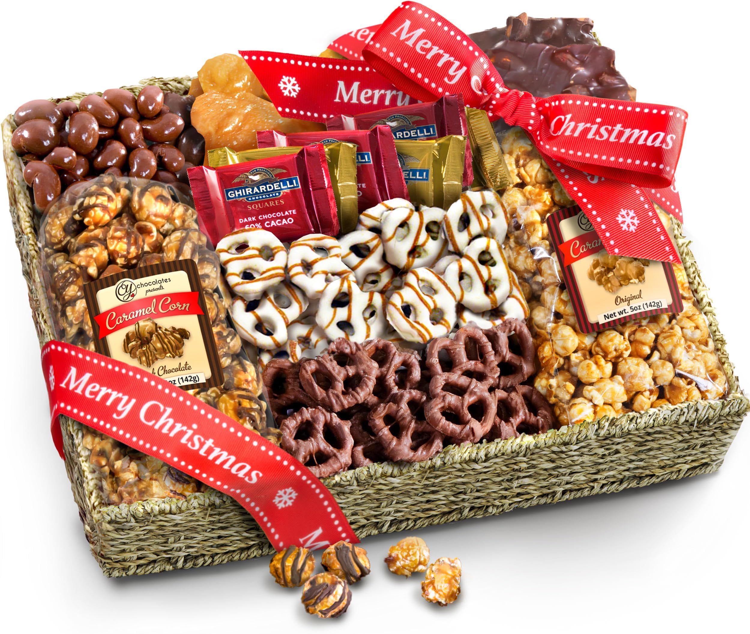 A Gift Inside Merry Christmas Chocolate Caramel and Crunch Grand Gift Basket