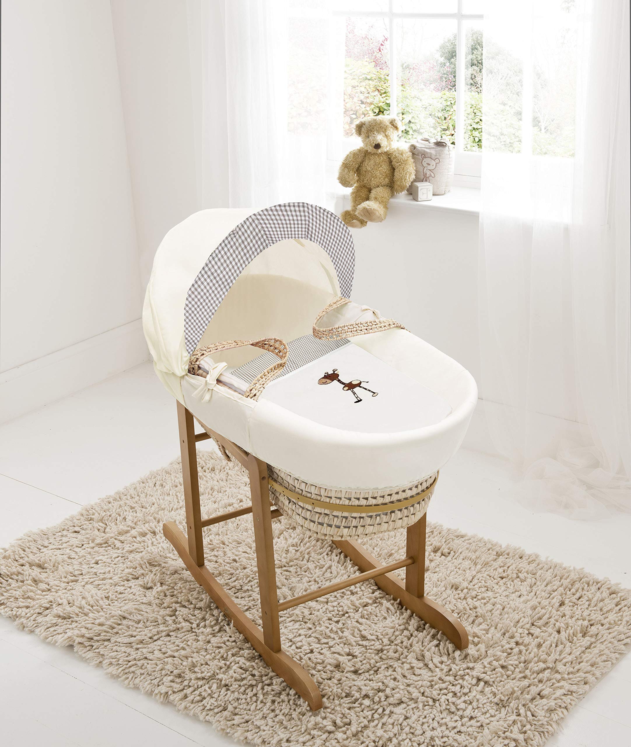 Buy Kinder Valley Brown Giraffe Palm Moses Basket with Deluxe Natural