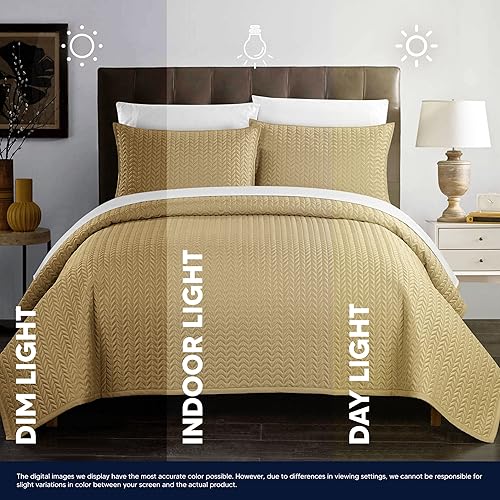 Miniatura 8 de Chic Home Weaverland - Juego de funda de 3 piezas geométrica acolchada con cheurón, fundas de almohada decorativas incluidas, Queen, gris carbón