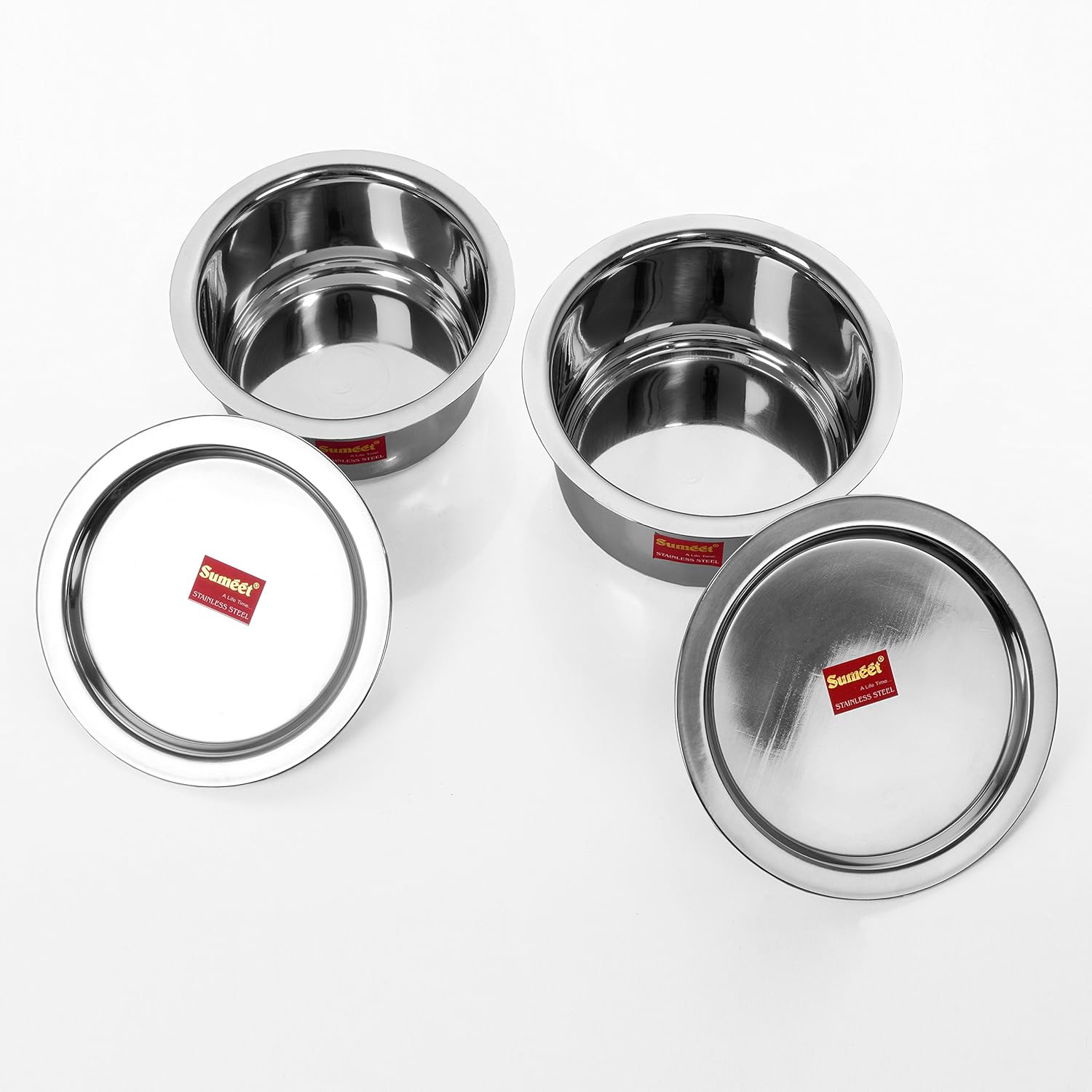 Sumeet Stainless Steel Cookware Set With Lid, 2 Piece (Steel, 1.4 liter, 1 liter)
