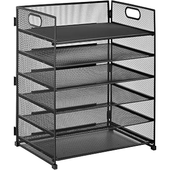 JIANTA Desk Storage Compartments Metal 6 Compartments Letter Tray A4 with