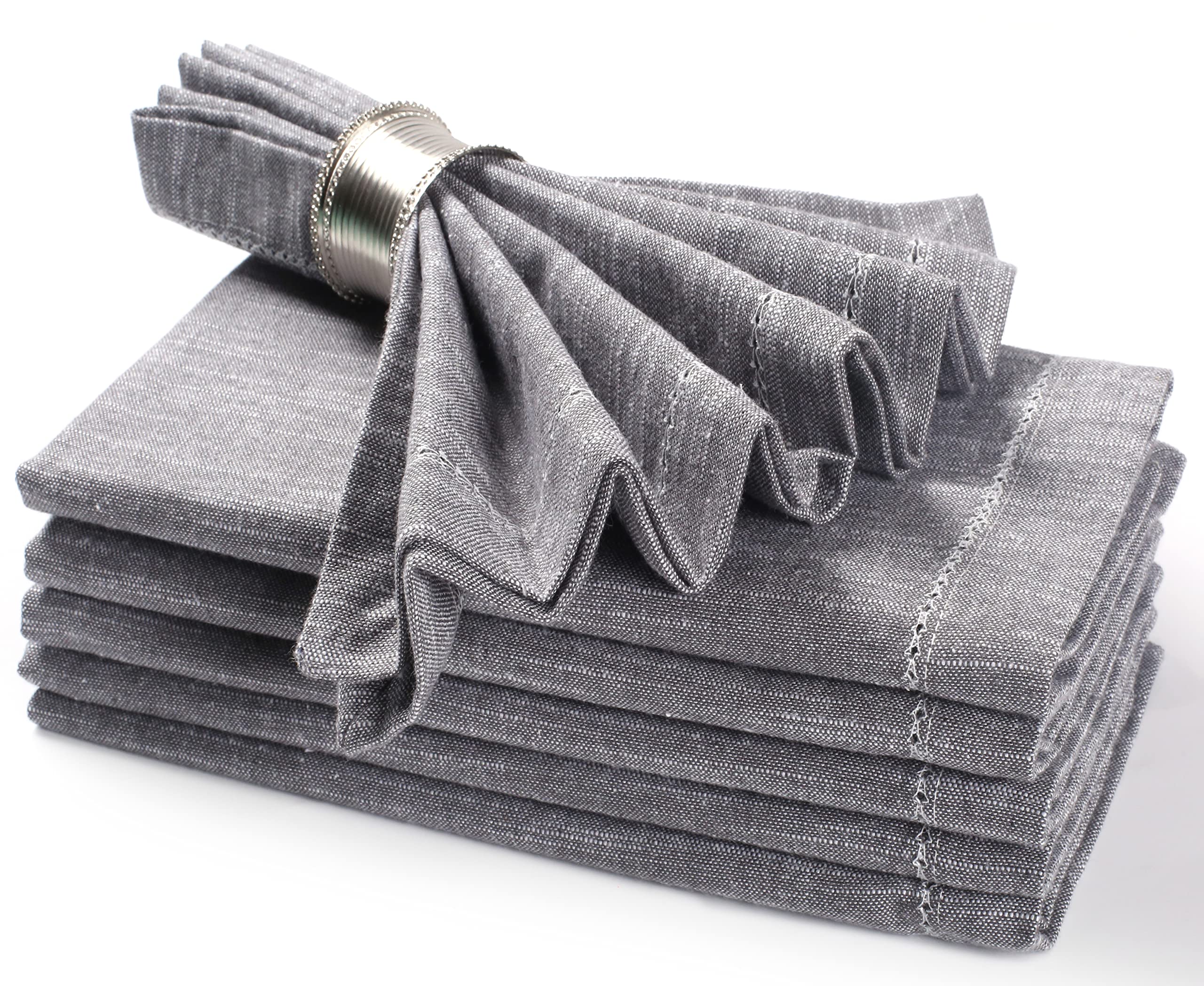 Stoffservietten – 100% Baumwolle, 50,8x50,8 Cm, Slub Royal Blue Mit Fransen, 12 Stück, Hotelqualität