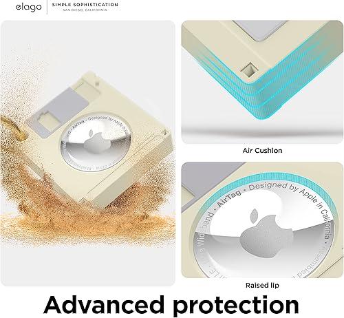 Miniatura 7 de elago Funda de disquete compatible con Apple AirTag, llavero de protección contra caídas (llaves de pista, monederos), Blanco Clásico