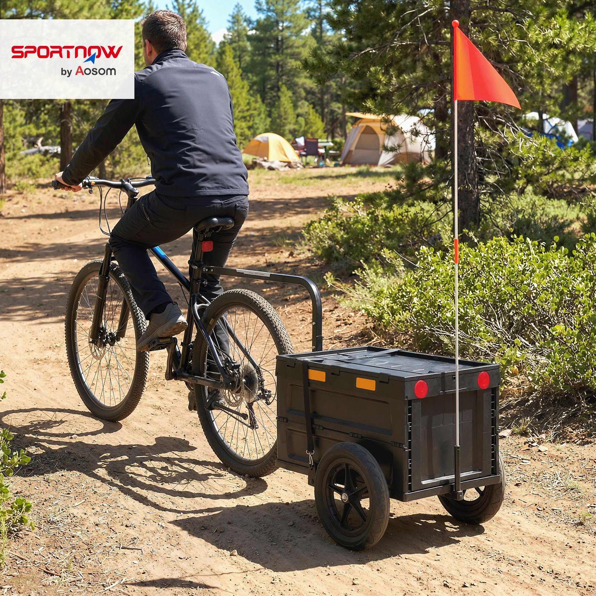 SPORTNOW Remorque Vélo Cargo Pliable 65L 30kg Roues 12" Noir