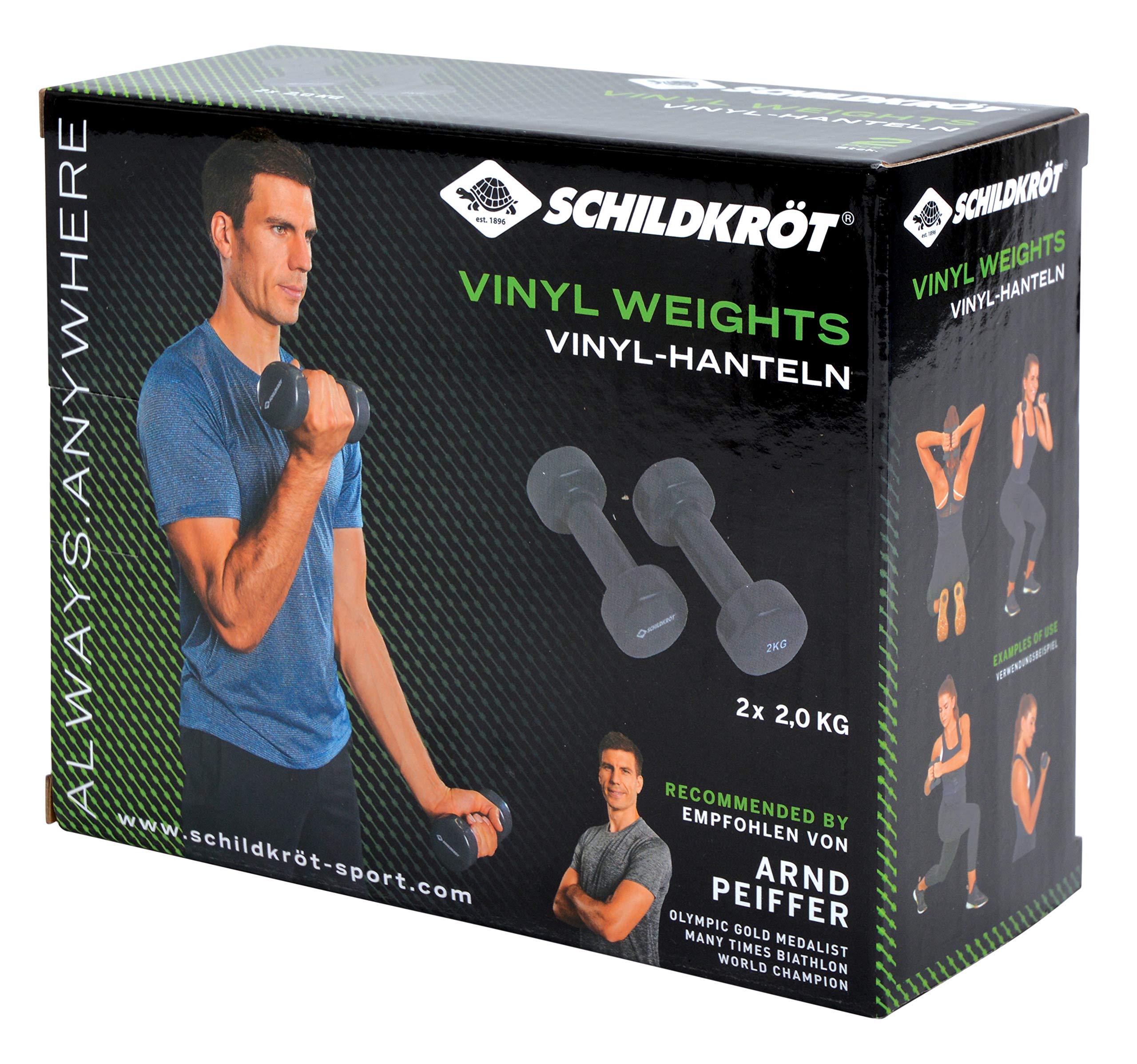 Set D'haltères En Vinyle Schildkröt – 6 Haltères (2x0,5 Kg, 2x1 Kg, 2x1,5 Kg) – Noyau Fonte, Revêtement Antidérapant – Étui De Rangement Inclus