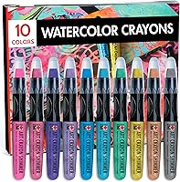 Vista 1 de Marabu Art Crayons Shimmer Set - 10 Highly Pigmented Metallic Watercolor Crayons - Smooth and Easy Blending Water Soluble Crayons for Mixed Media