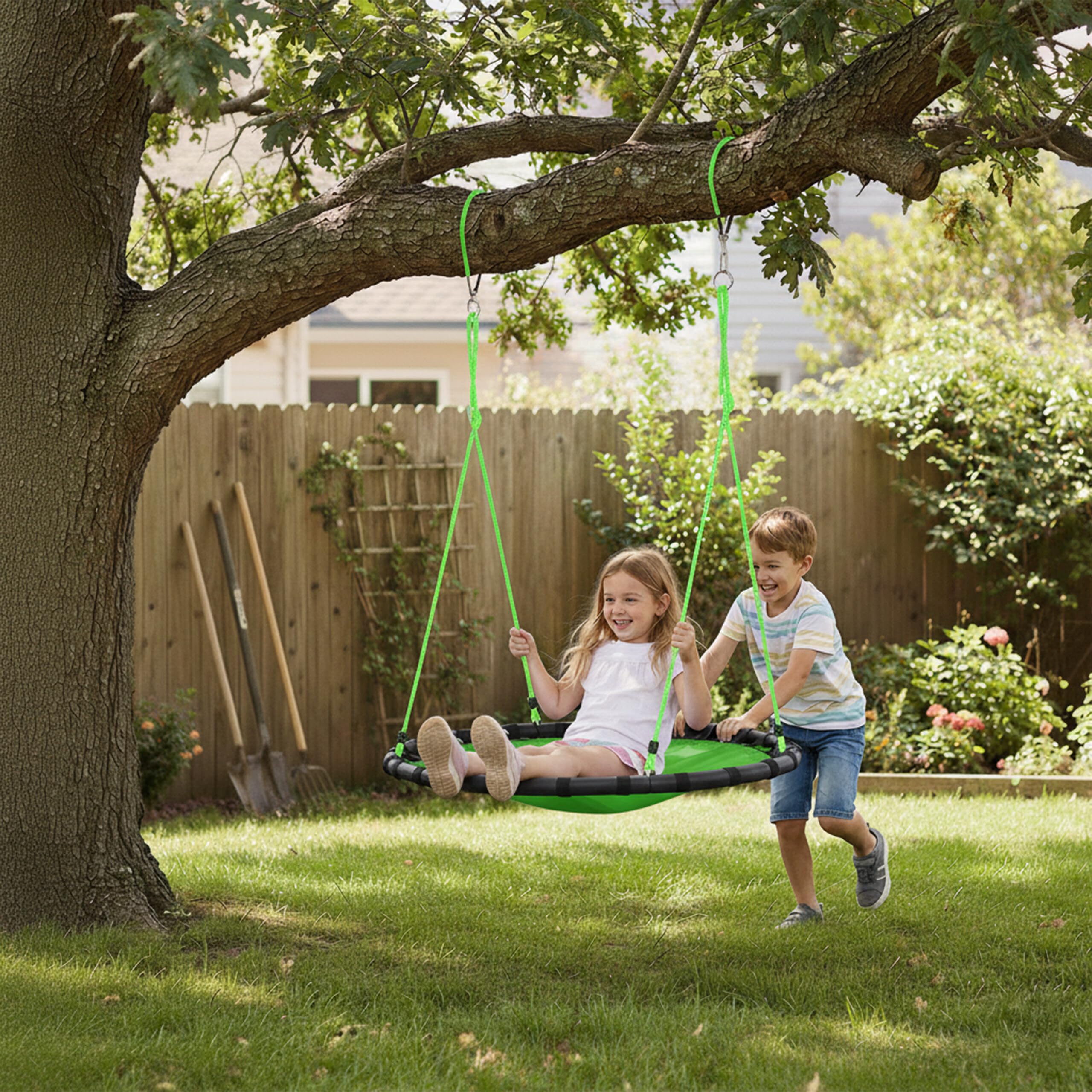 Relaxdays Altalena da Giardino a Nido, per Bambini e Adulti, Regolabile, Ø 80 cm, Portata Max. 100