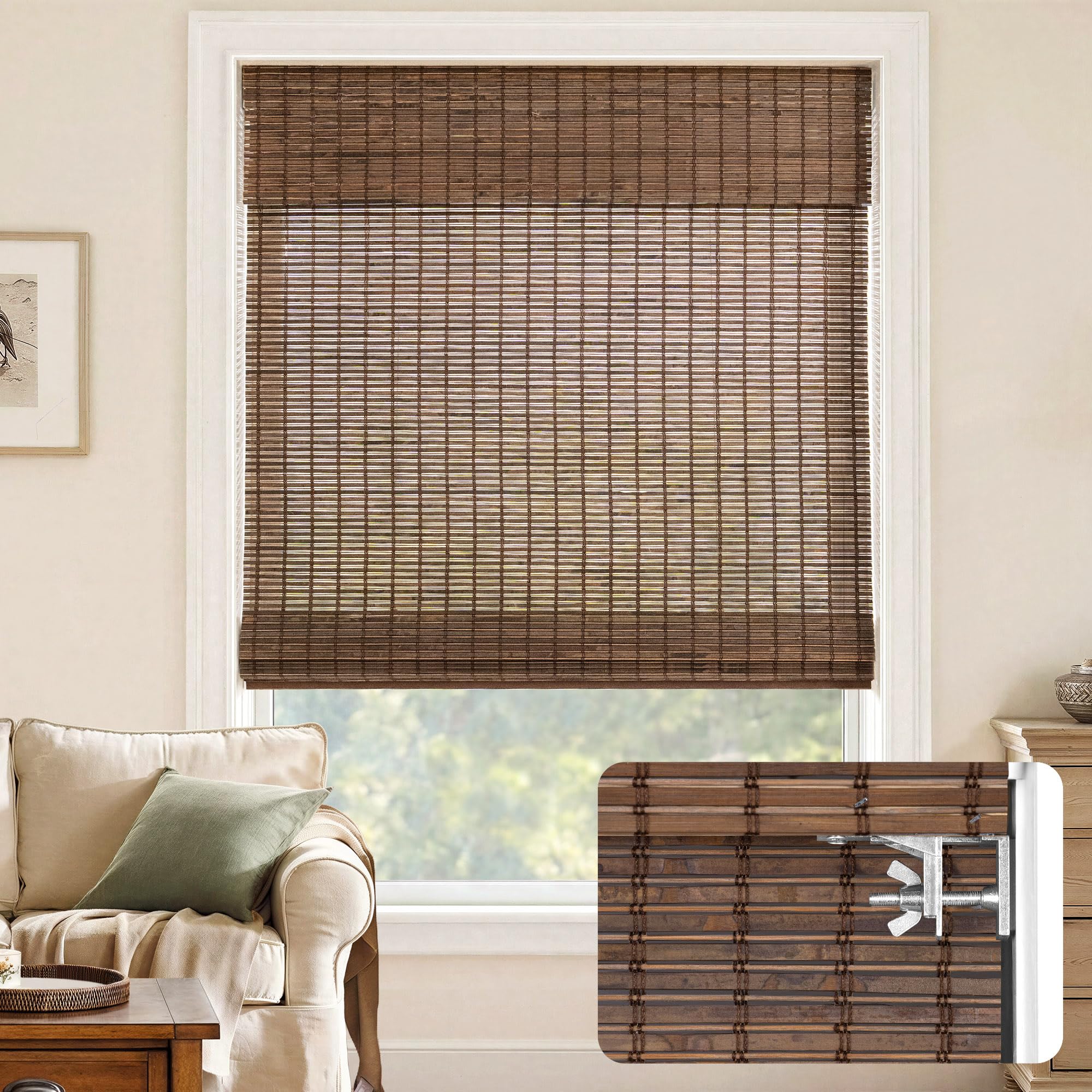 Amazon.com: LazBlinds No Drill Bamboo Roman Shades, 38