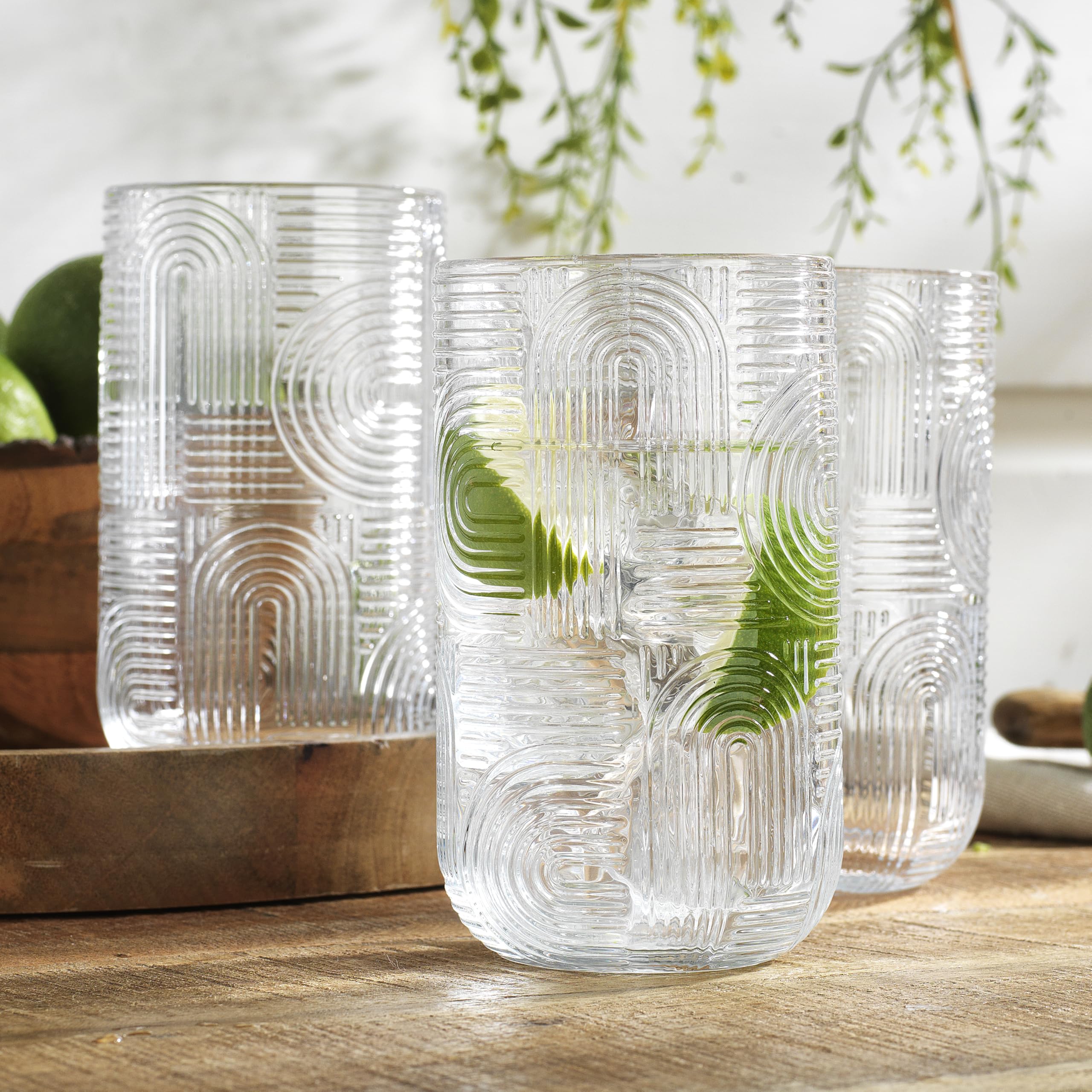 Glaver's Highball-Trinkgläser, 480 ml, klares Glas, exquisites Design, 4 Stück