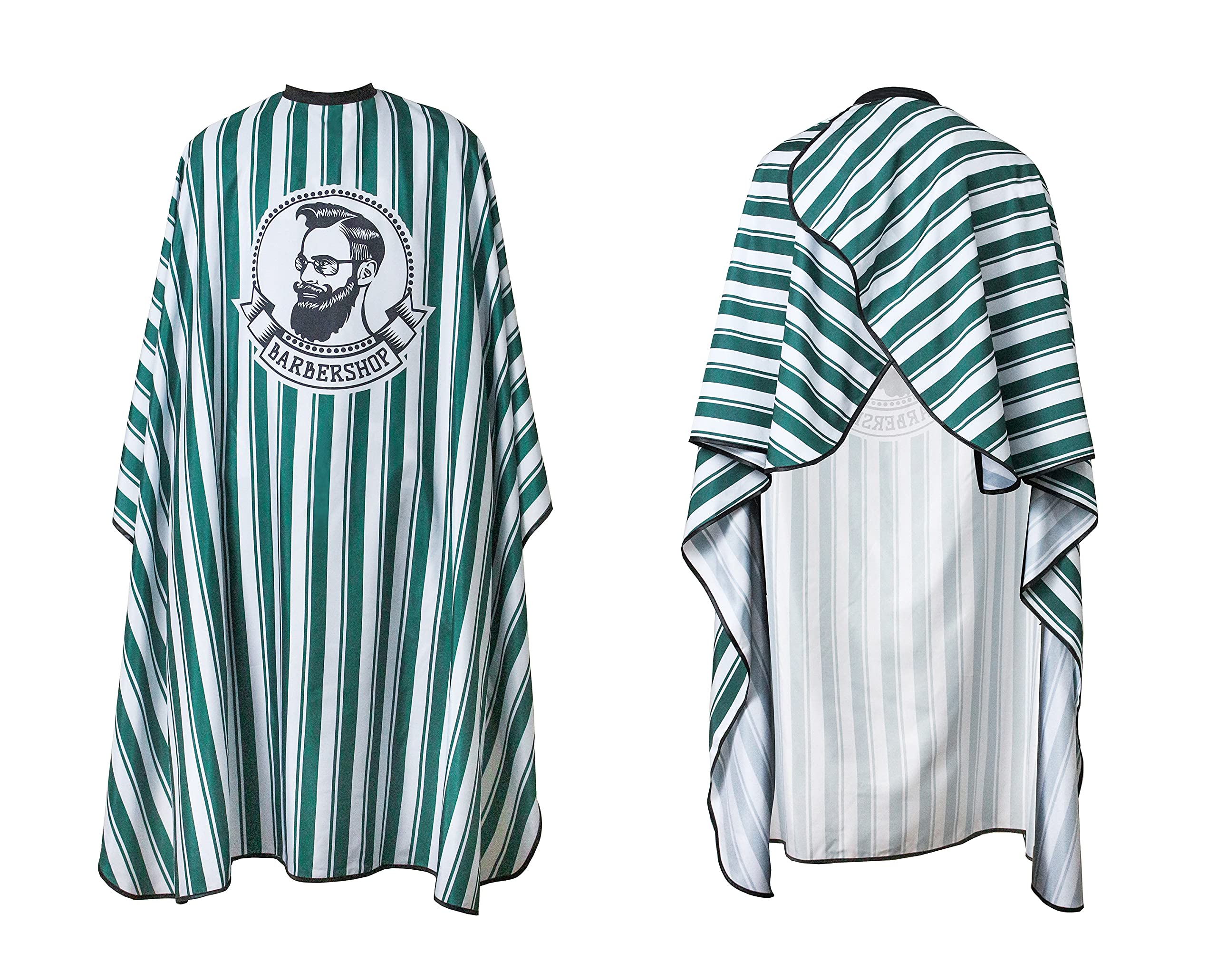 HABBIBI Salon Barber Cape for Men-Women Hairdressing Waterproof, Snap Closure Apron Hair Cutting Capes for Adults 65x55 Inches- Professional and Home Use (Green Striped)