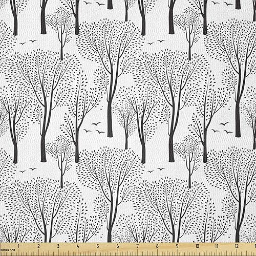 Miniatura 10 de Ambesonne - Tela de helado por The Yard, deliciosos alimentos fríos de verano en conos estilo Kawaii patrón ilustrado, tela decorativa