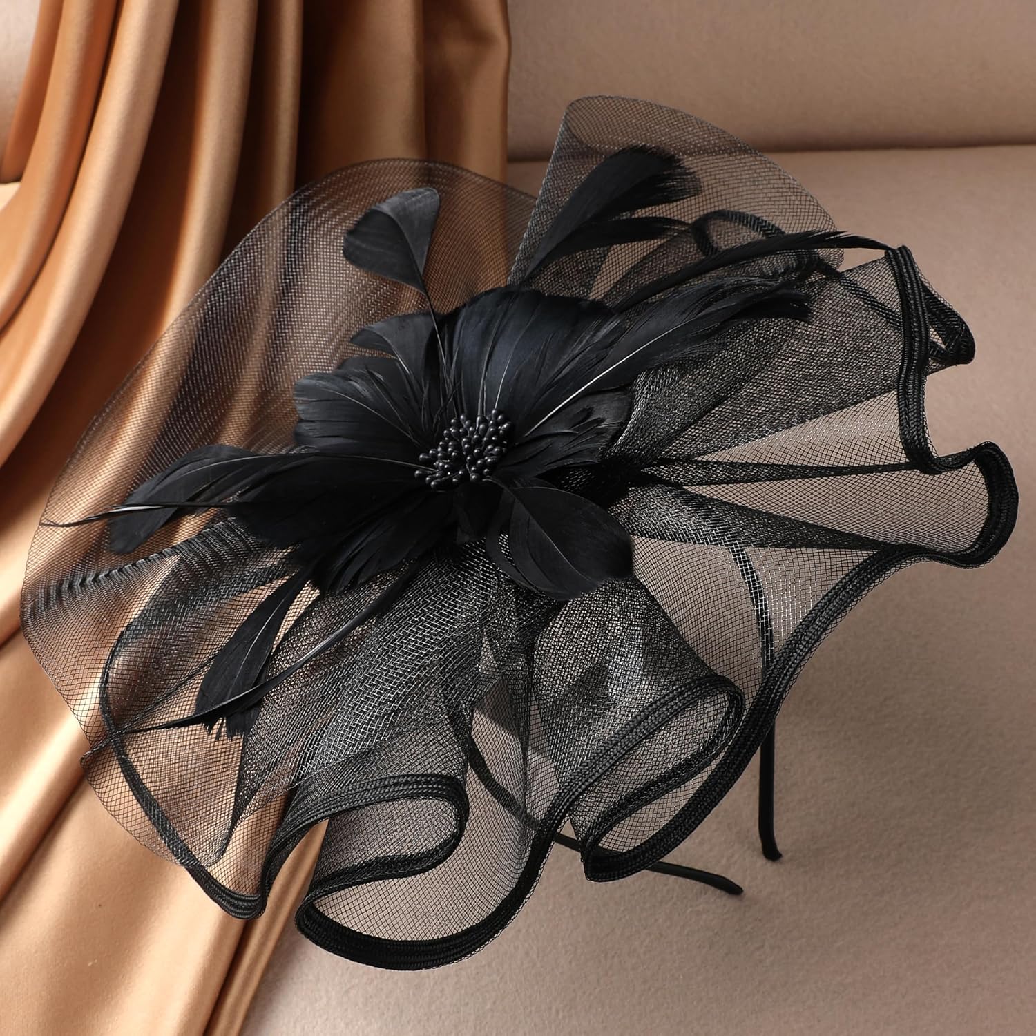 Vintage Tea Party Hat - 2026 Mesh Kentucky Fascinators Headband Flower Feather Derby Hats for Women Girls - Image 4