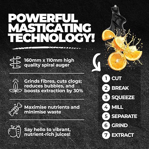 Miniatura 4 de Nebula Grande - Exprimidor de masticación lenta, potente exprimidor de prensa en frío con canal de alimentación grande, exprimidores eléctricos para