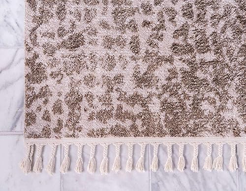 Miniatura 8 de Unique Loom Titan Collection - Alfombra cuadrada moderna abstracta suave de pelo largo marrón (7 pies 7 pulgadas x 7 pies 7 pies)