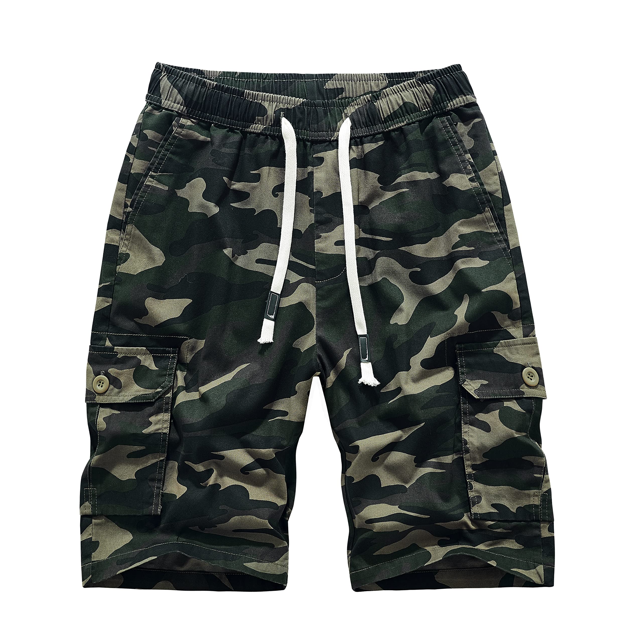MakingDa Algodón Cargo Shorts Hombre Cuerda Ajustable Cintura Elástica Bolsillo Utilitario Slim Correr Caminar Acampar Pantalón Corto Hombre Ligero Clásico Bermuda Deporte Vacaciones Playa