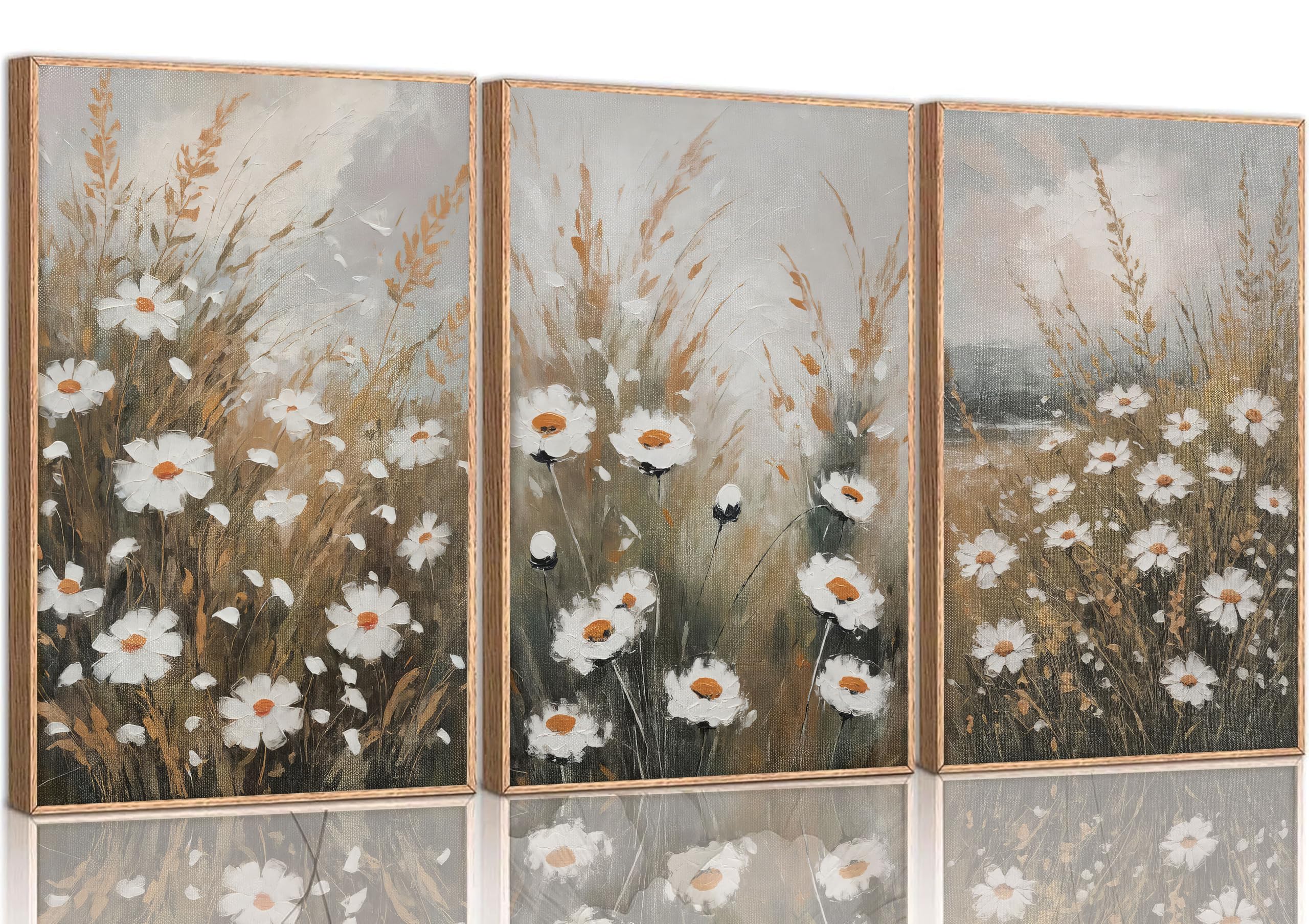 Amazon.com: 3 Pcs Vintage Wildflowers Field Canvas Wall art Farmhouse ...