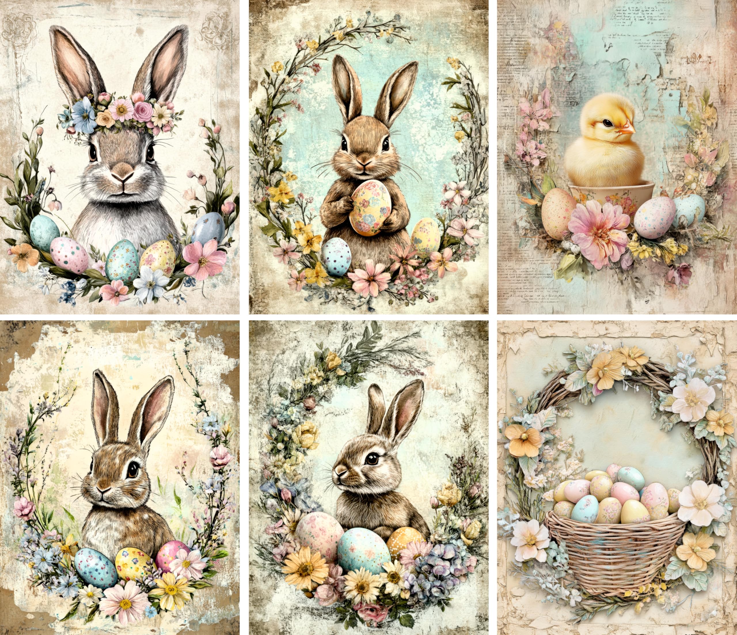 Papel de arroz de conejitos de Pascua para decorar sin arrugas ni burbujas tarjetas y lienzos de collage