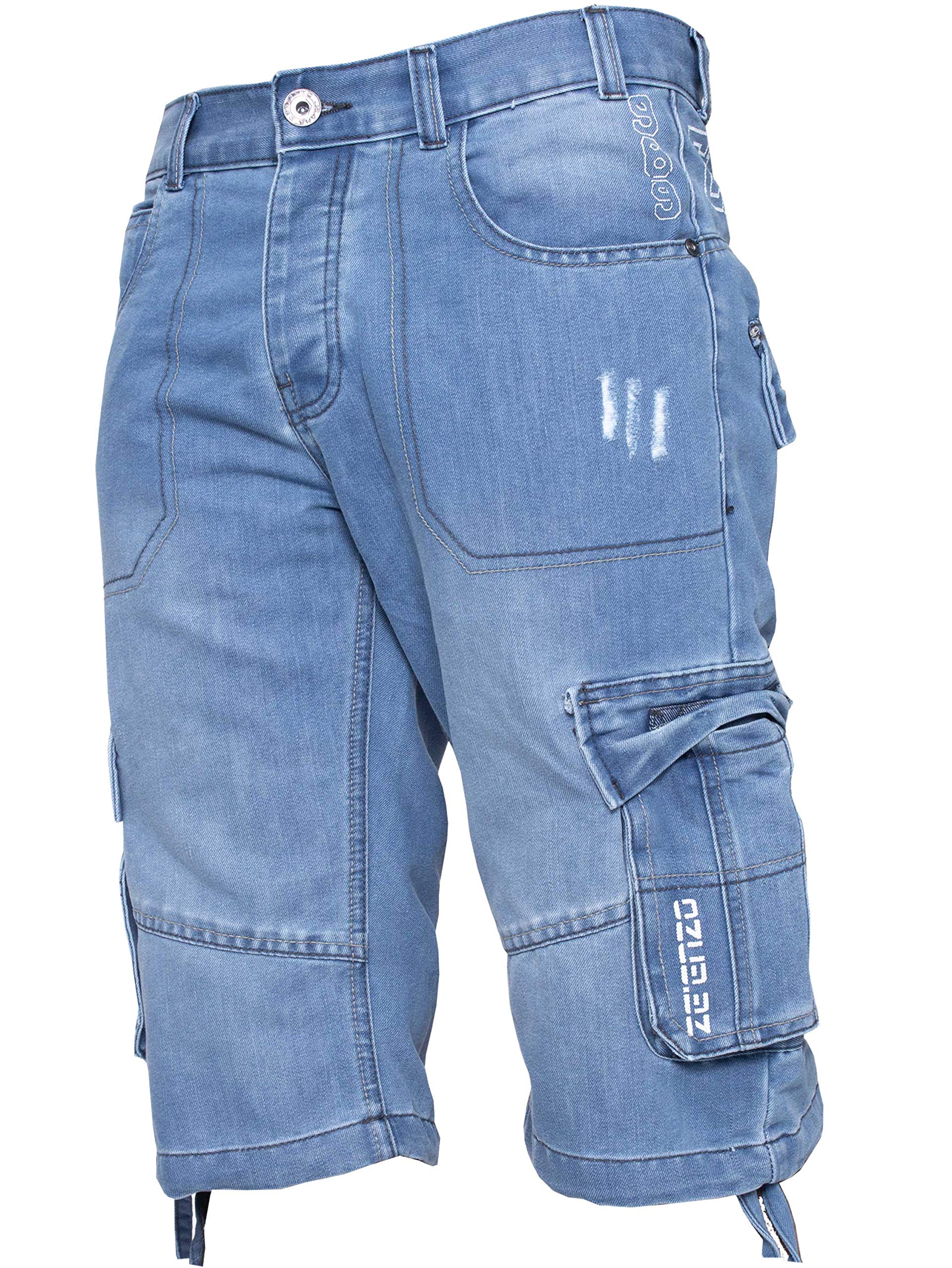Ze Enzo Men's Light Stonewash Ezs404 Msw 42 Shorts - Fba