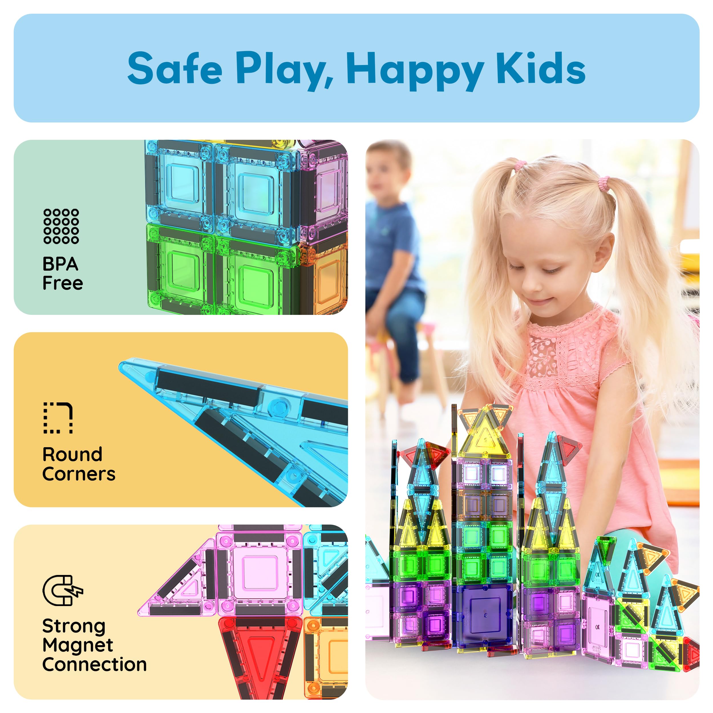 PicassoTiles 100 szt. podróży nano magnetyczne płytki budowlane klocki zabawka z walizką do przechowywania edukacyjny zestaw do nauki STEM zestaw do budowania 3D magnes płytki układanie w stos klocki