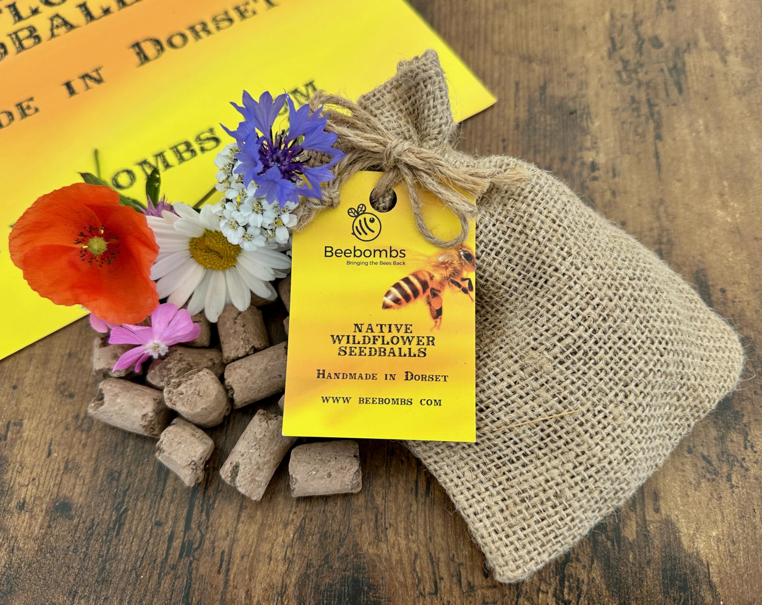 Official Beebombs Wild Flower Seeds UK Native Mix - Handmade in
