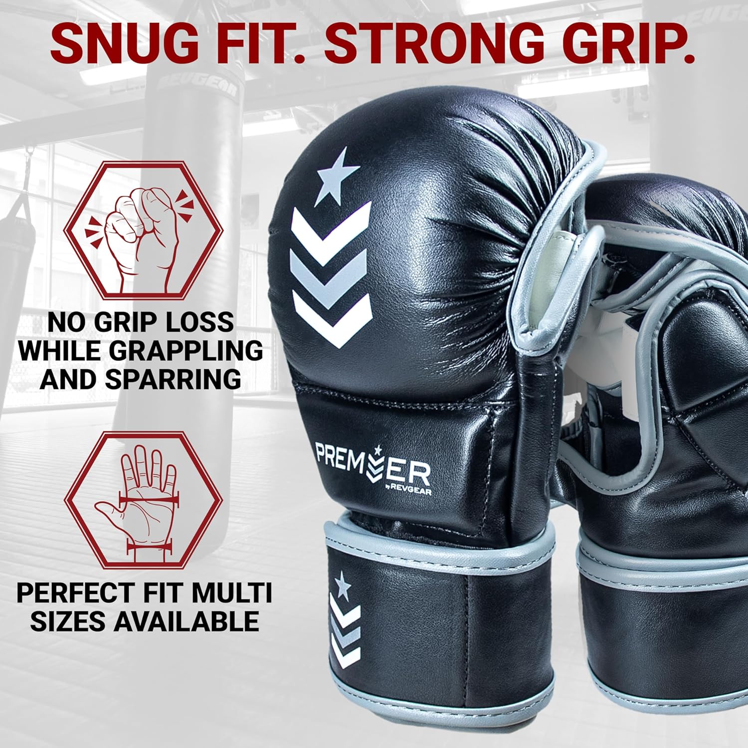 Revgear 7Oz MMA Gloves: Premium Faux Leather Workout Gloves for Men & Women, Ideal for Boxing, Muay Thai, Martial Arts, Sparring, and Heavy Bag Training.