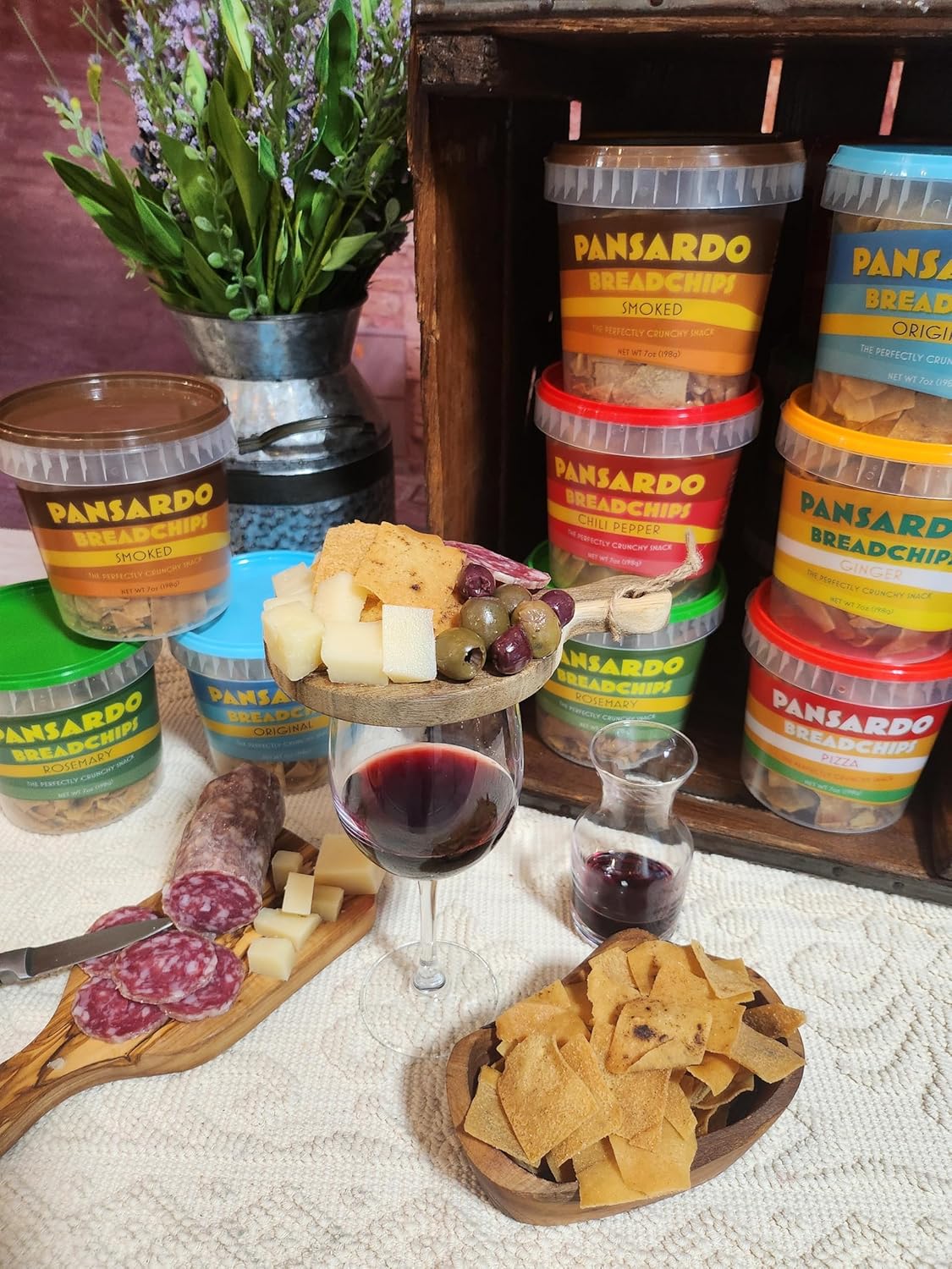 PANSARDO BREADCHIPS Traditional Sardinian Savory Bread Chips - Original Flavor - Four Pack