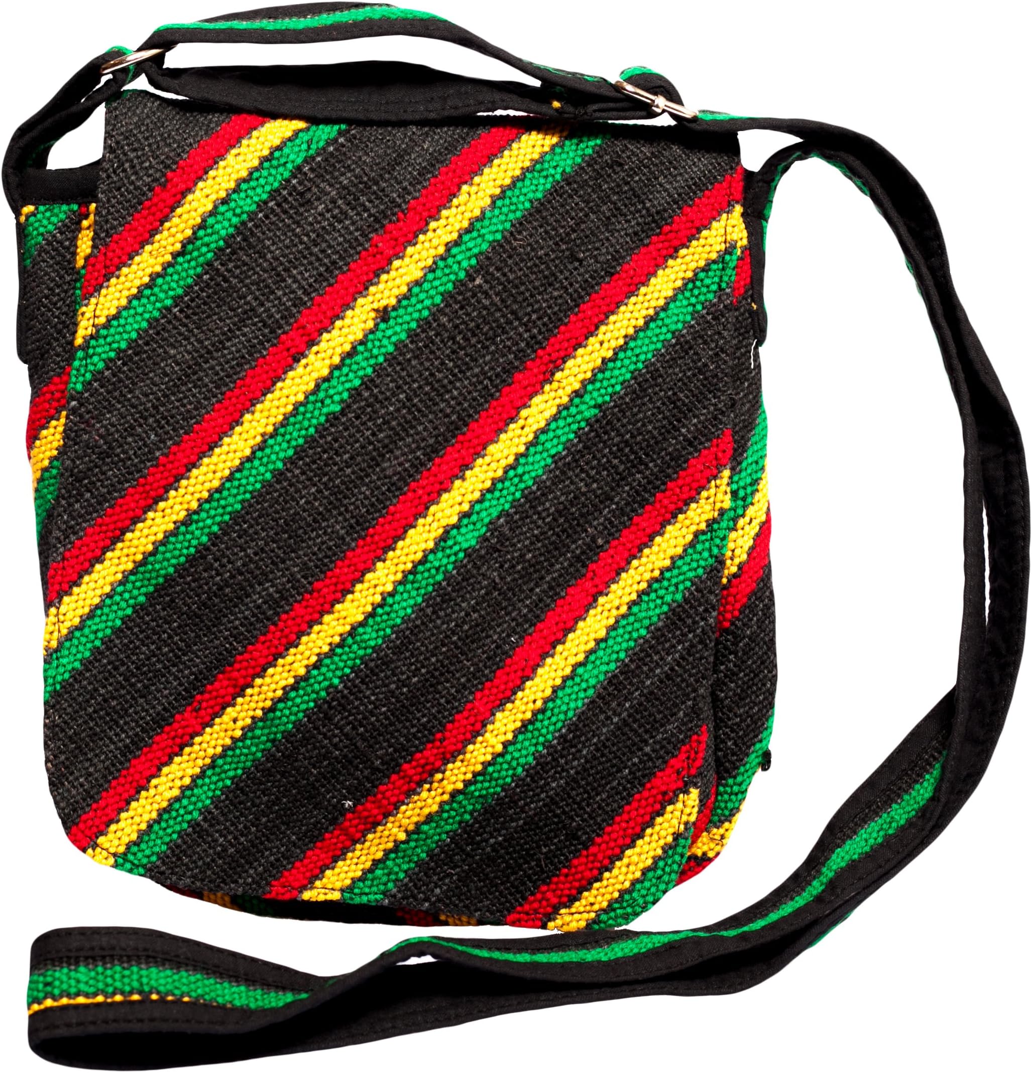 LakhaysSilly Yogi Natural Hemp Reggae Stripe Eco Crossbody Purse-rasta festival travel sling bag