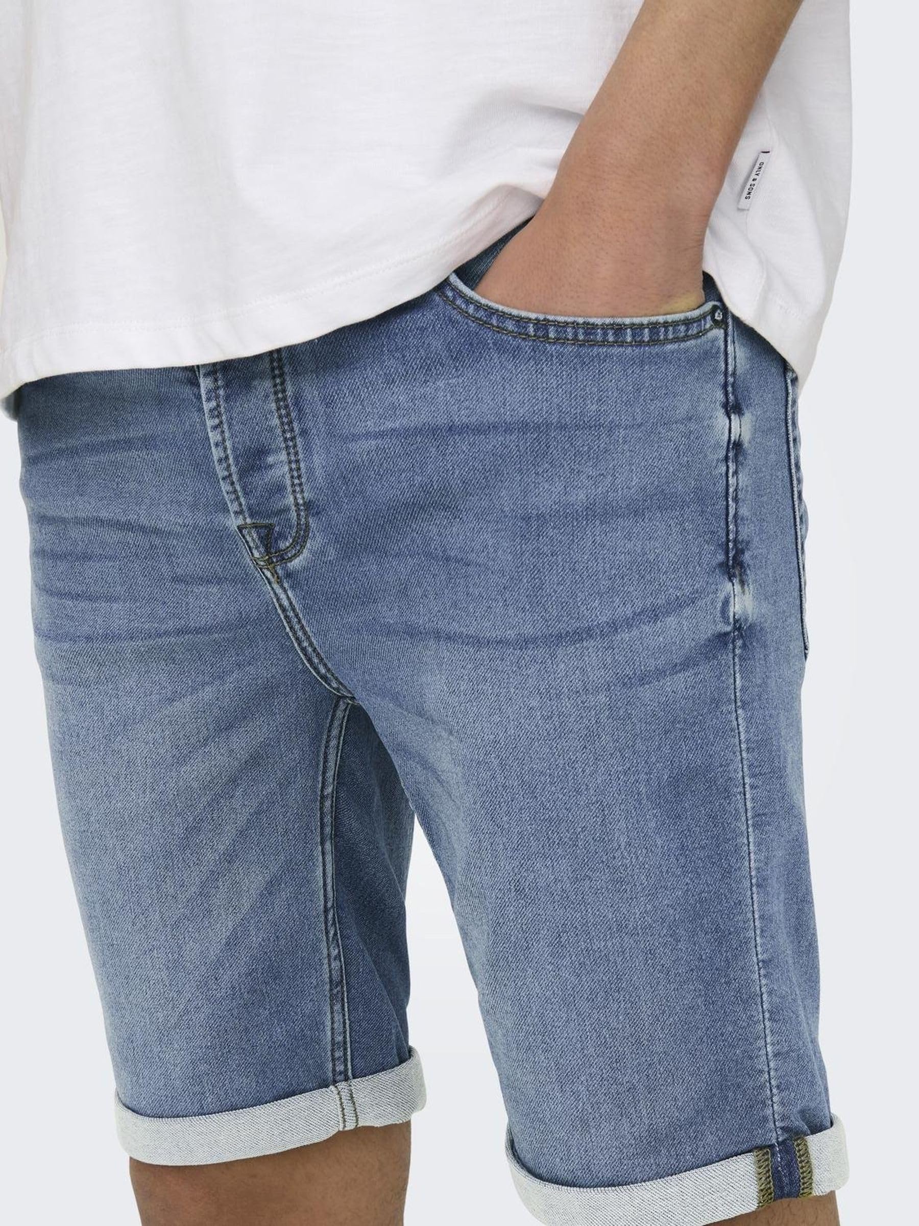 Hombres O&S Pantalones Cortos de Mezclilla Capri 3/4 Pantalones Bermudas Pantalones de Verano Pantalones Cortos de Ocio ONSPLY