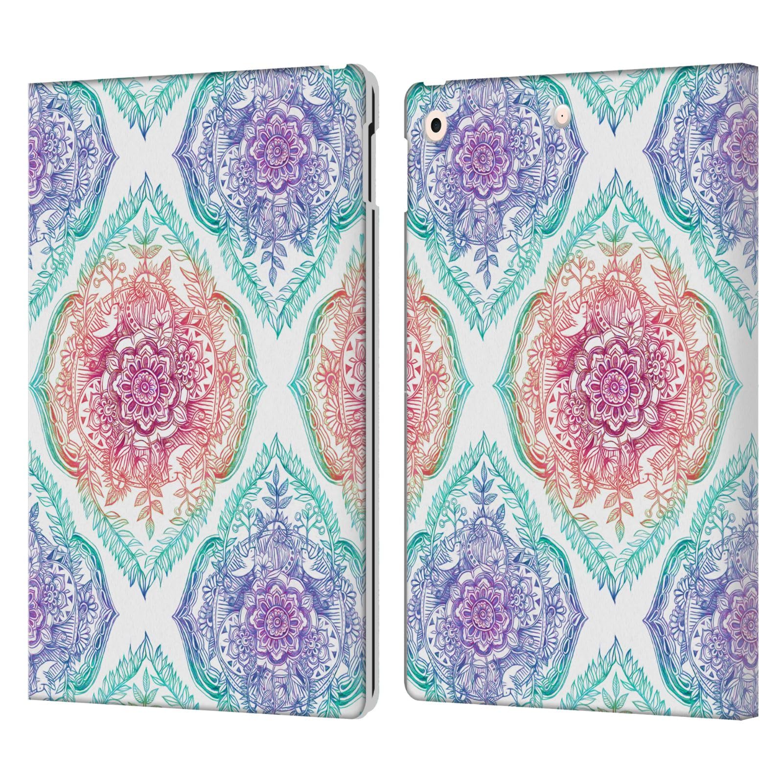 Étui portefeuille cuir iPad 10.2 protection florale compatible tablette Apple 2021 - 8