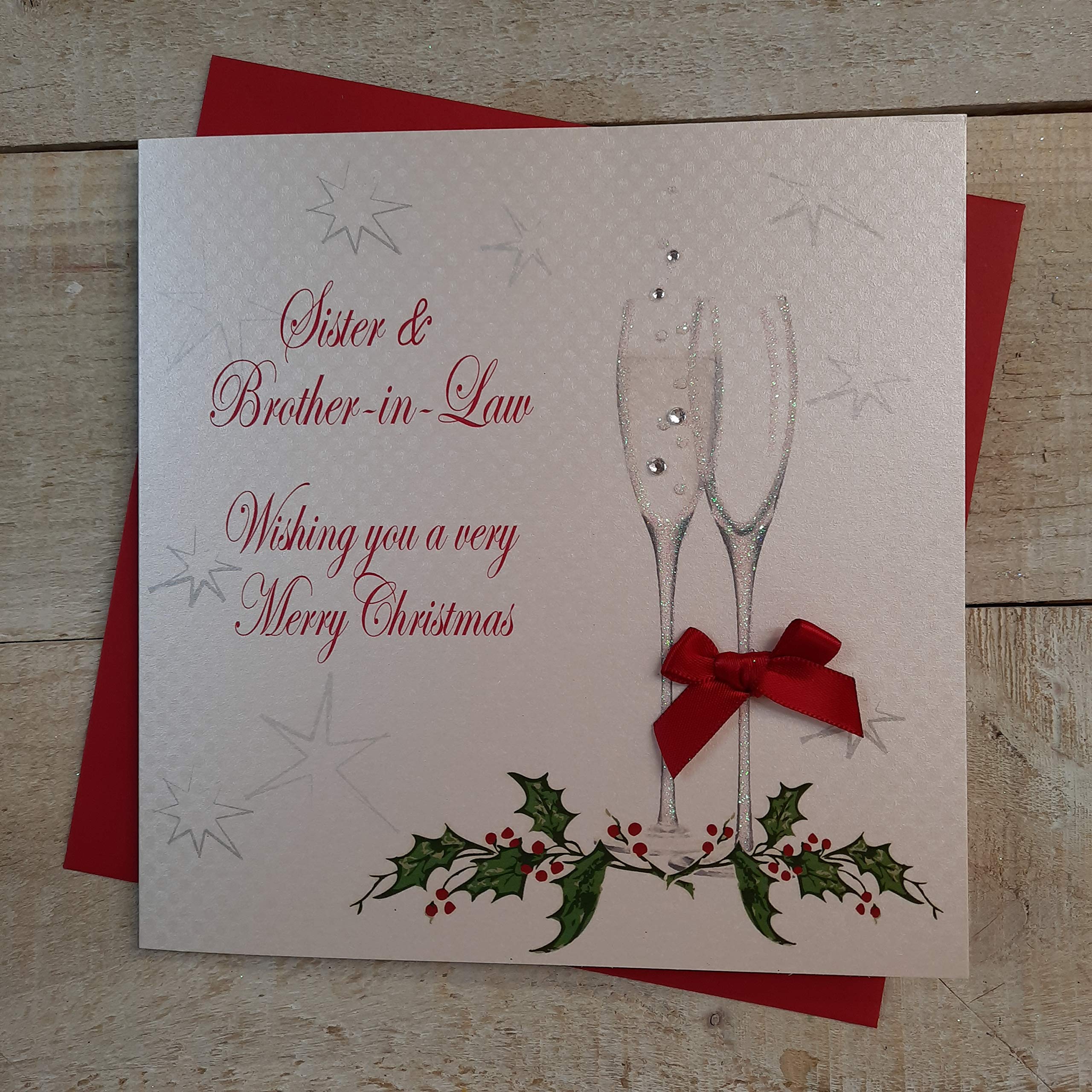 White Cotton Cards X41 Sister And Brother In-Law Handmade Christmas Card,