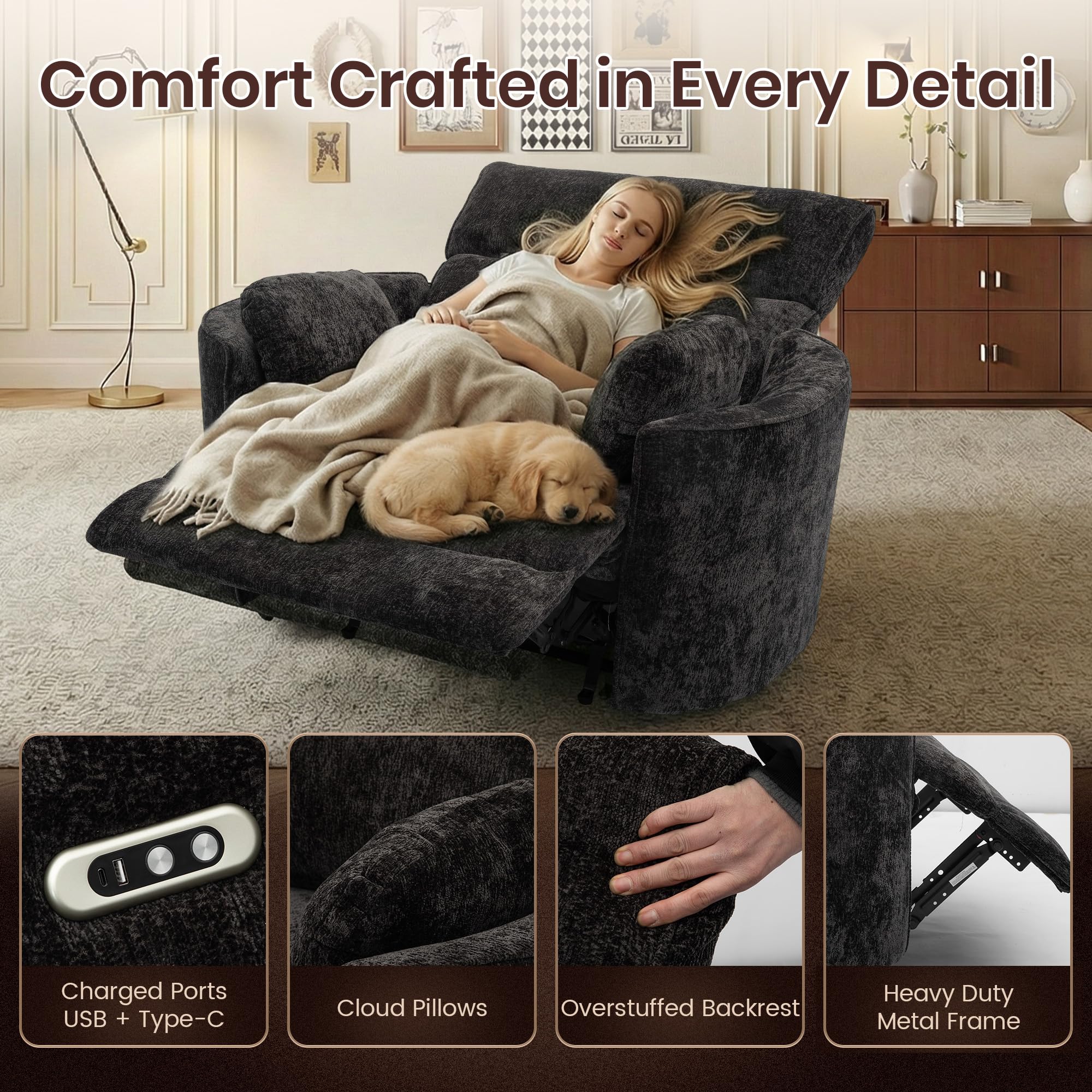 Best Big and Tall Recliners for 2026: Top 5 Picks 1 VIKAYAMICS 450lbs Oversized Power Recliner Chair, 52' Extra Wide Electric Chair — product photo