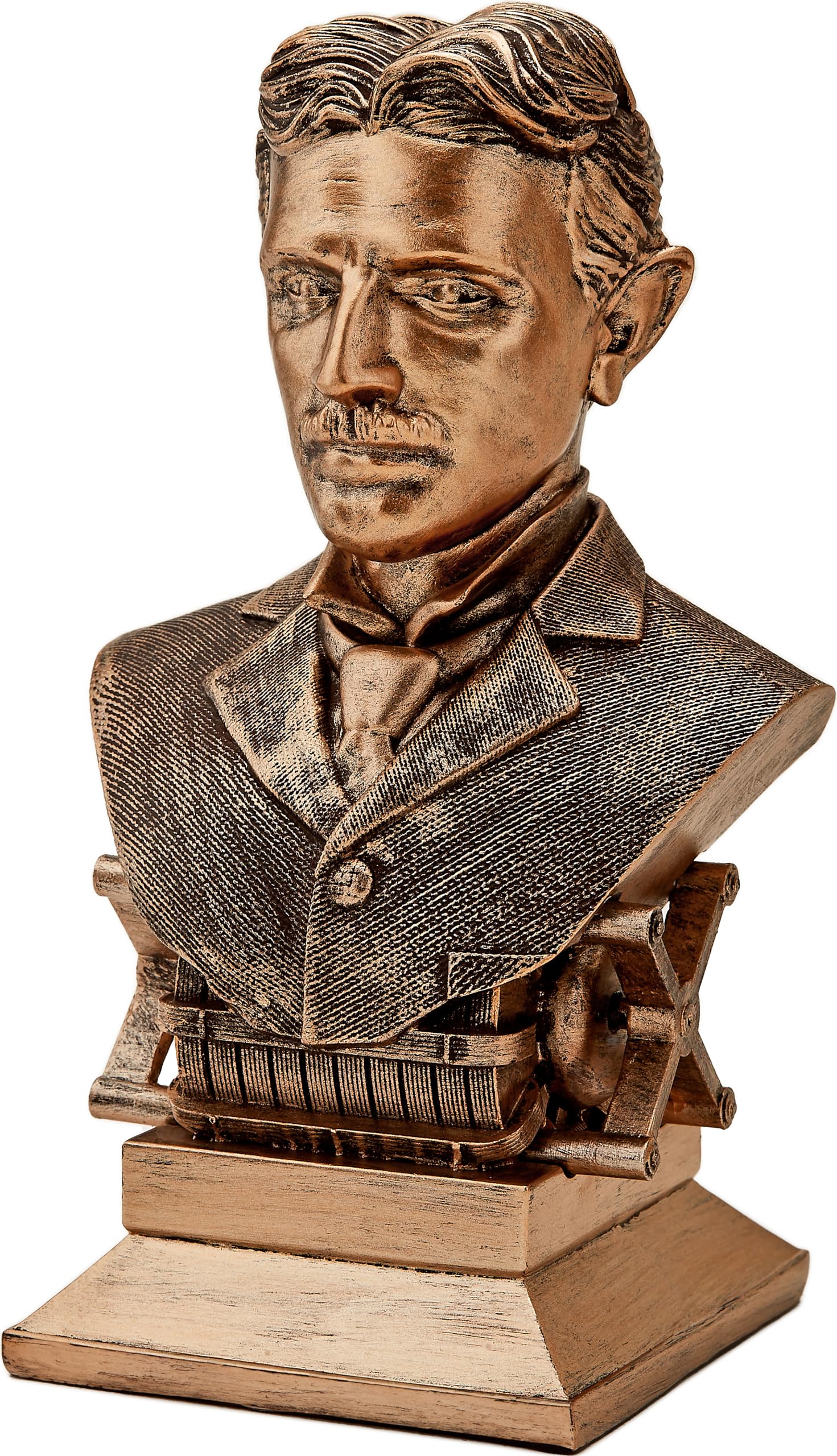 Nikola Tesla Legend’s Bust Sculpture Statue Figurine - Legendary American Scientist Inventor with AC Induction Electric Motor for Gift Workspace Home Decor - Hand Painted Iconic Bust for Fans